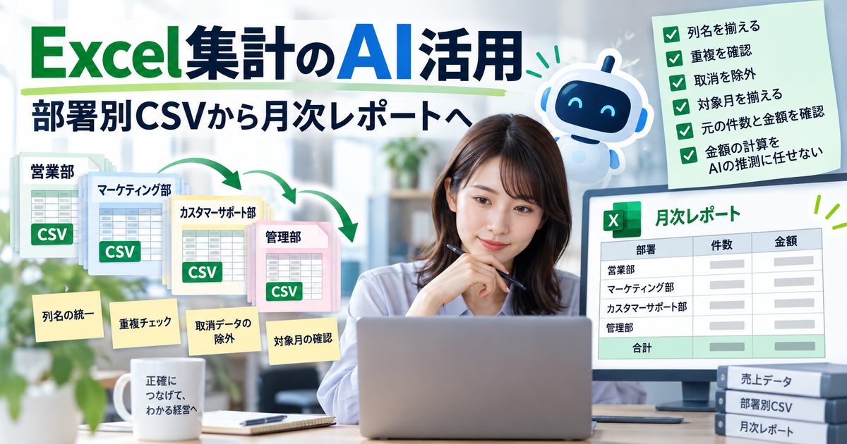 Excelの月次集計でCSVの重複と取消を確認し、件数と金額を検算する方法