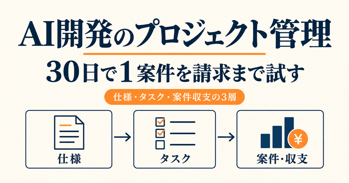 AI駆動開発のプロジェクト管理|30日で受注から請求まで実務で回す3層構成