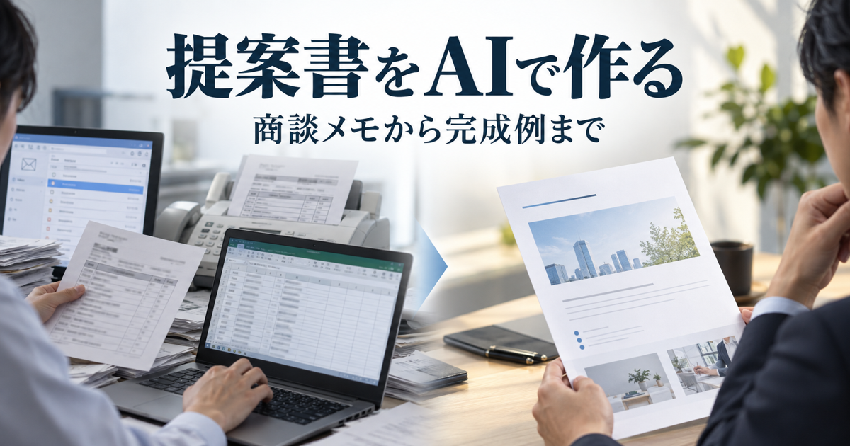 商談メモから提案書の下書きを作り、人が事実を確認する流れ