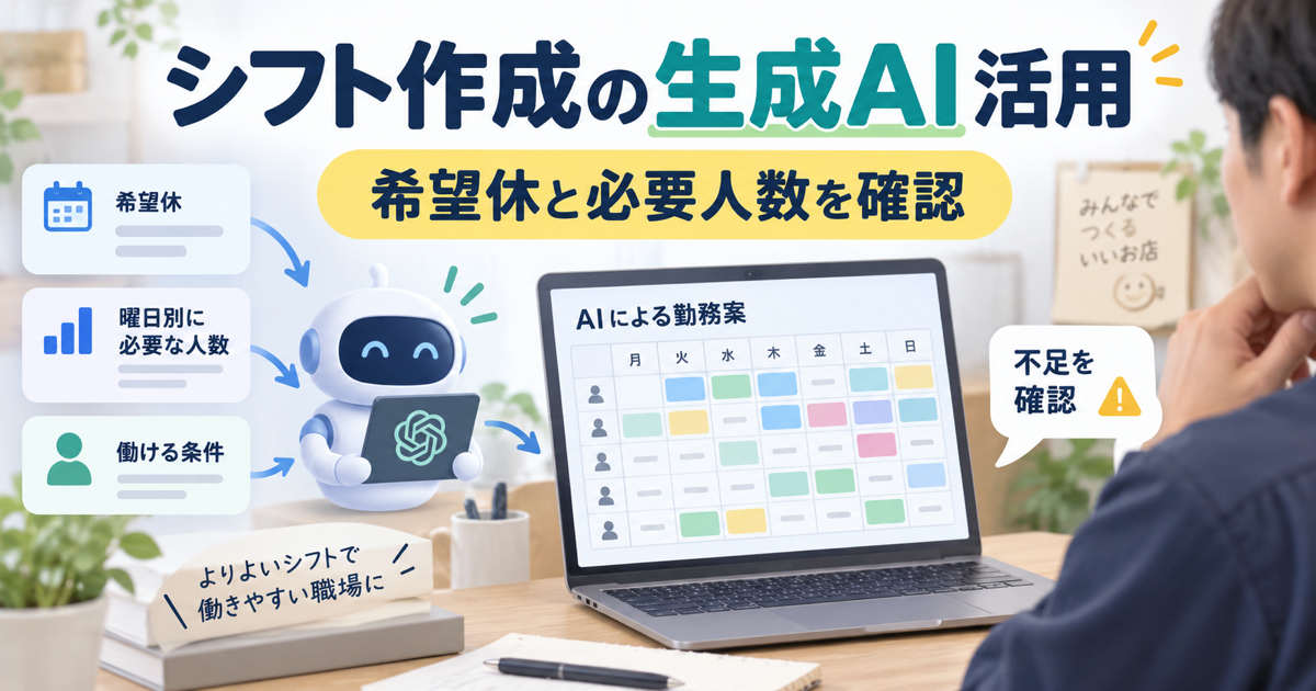 シフト作成に生成AIを使うときの入力と確認の流れ