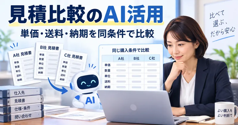 数量と送料と納期をそろえ、3社の見積から購入条件を比較する方法