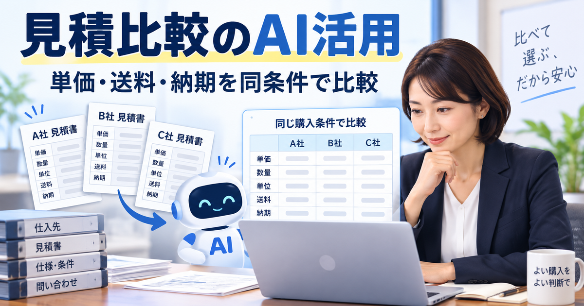 数量と送料と納期をそろえ、3社の見積から購入条件を比較する方法