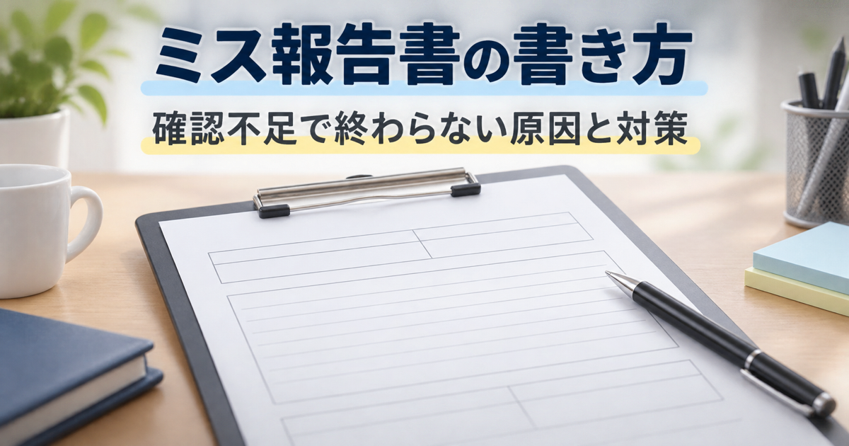 ミス報告書の書き方と、確認不足で終わらない原因と対策の例文