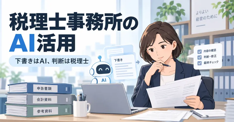 税理士事務所の月次顧問で、AIが下書きを作り税理士が確認して顧問先へ送る流れ