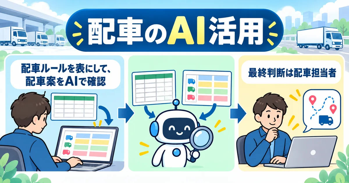 配車担当者が組んだ配車表を、AIが拘束時間や積載量の条件と照らし合わせて確認する様子